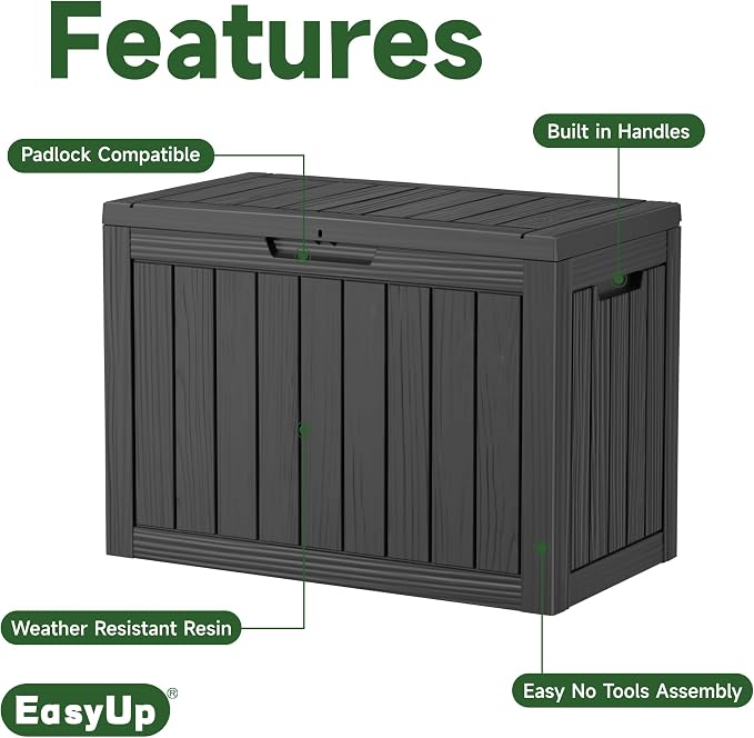 45 Gal Waterproof Outdoor Storage Box UV Resistant Deck Box | Resin storage bin - Image 4