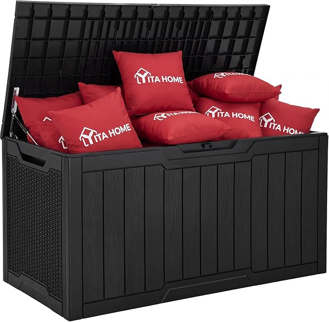 YITAHOME 100 Gallon Large Outdoor Deck Box | Waterproof Resin Storage Box by YITAHOME