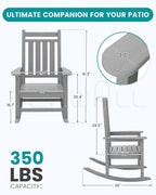SERWALL Outdoor Rocking Chair Set of 4, Sliver Gray | 21.1" Widened Seat adds - Image 2