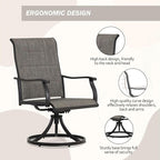 Outdoor Swivel Dining Chairs Set of 2, 360° Rotation & 20° Rocking, Ergonomic - Image 6