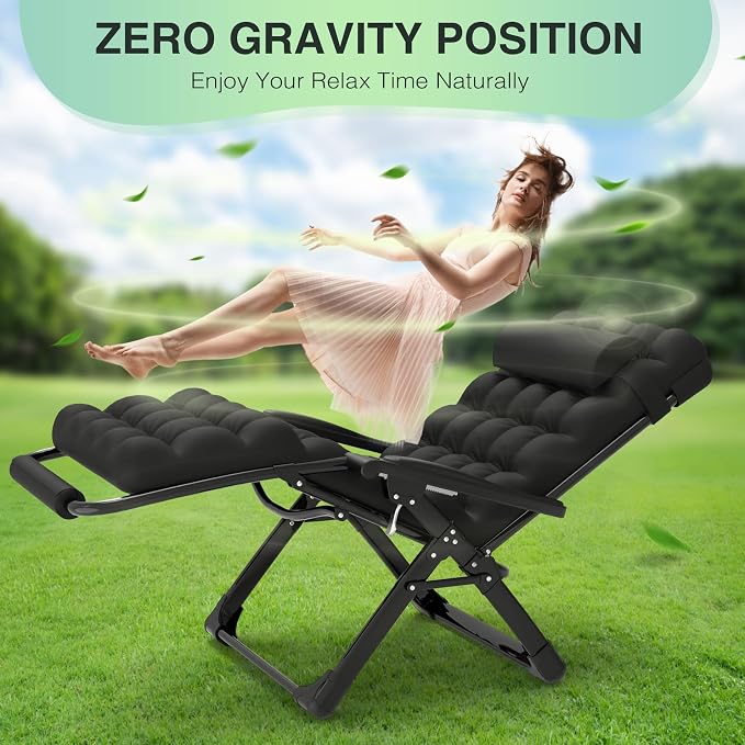 Suteck Oversized Zero Gravity Chair, 500LBS 33" XXL Reclining Lounge Chairs | - Image 7