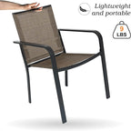 Anmutig Stackable Outdoor Dining Chairs Set of 4, Textilene Fabric, Breathable - Image 4