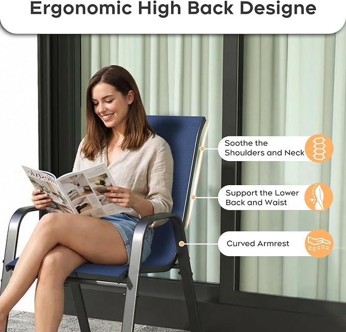Patio Dining Chairs Set of 4 Outdoor Stackable Dining Chairs - Image 8
