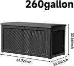 PatioZen 260 Gallon Resin Deck Box, Lockable Patio Outdoor Storage Box - Image 7