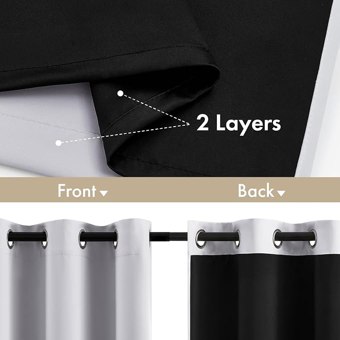 MIULEE Greyish White 40x45 Inch Length Blackout Curtains - Image 3