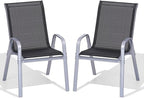 Patio Chairs Set of 2, All Weather Outdoor Dining Chairs | Stackable Dining by Dovov