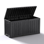 ROJIK Outdoor Storage Box with Wheels, 75 Gallon Waterproof Resin Deck Box by ROJIK