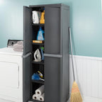 Sterilite 4 Shelf Cabinet, Lockable Utility Storage, Laundry Room or Mudroom - Image 6