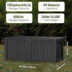 Outdoor Storage Box 150 Gal Waterproof Deck Box Lockable Black | Heavy-duty - Image 5