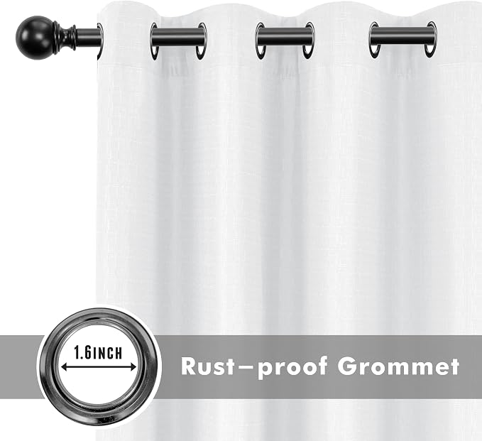 Linen Outdoor Curtains for Patio Waterproof 4 Pcs 110x84 In White | Light - Image 4