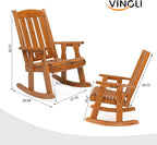 VINGLI Heavy Duty 600 LBS Outdoor Wooden Rocking Chair - Image 3