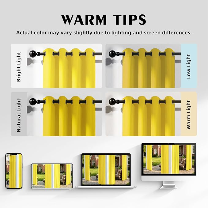 Set of 4 Outdoor Curtains for Patio Waterproof, Breathable Grommet Panels for - Image 6