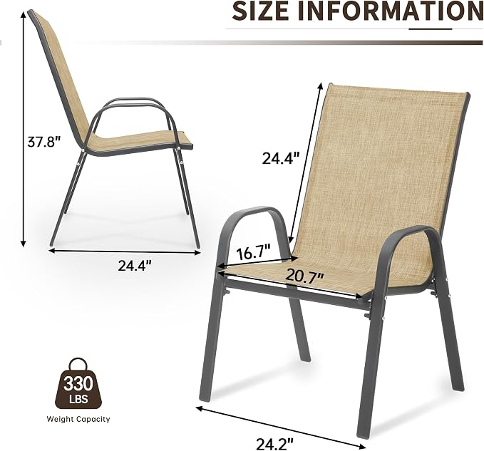 Patio Chairs Set of 8, Outdoor Dining Chairs - Image 2