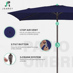 JEAREY 6.5x10 ft Rectangular Patio Umbrellas Outdoor Market Umbrella - Image 7