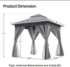 8'x8' Outdoor Gazebo, Heavy Duty Metal Frame Patio Canopy - Image 2