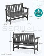 SERWALL HDPE Outdoor Bench, Weatherproof Porch Bench, 2 Pack, Suitable - Image 3