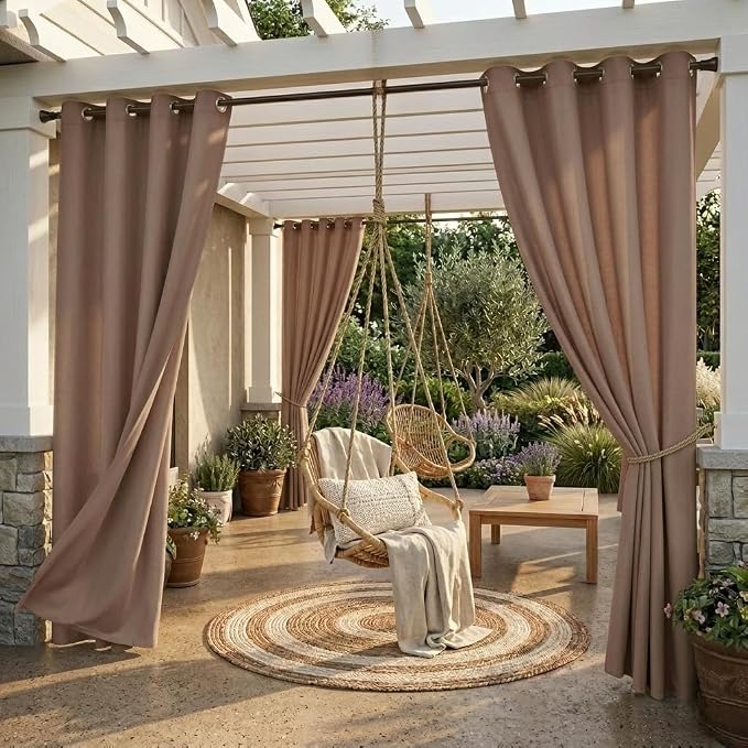 Outdoor Waterproof Curtains for Patio 52x84 Inch Mocha, 1 Panel | Light by StangH