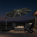 PURPLE LEAF Cantilever Patio Umbrella 11ft Round Solar LED Light, Stays bright by PURPLELEAF