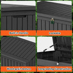 Outdoor Storage Box, 180 Gallon Waterproof Deck Box, Piston-Lift Tall Standing - Image 5