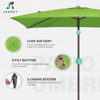 JEAREY 6.5x10 ft Rectangular Patio Umbrellas Rectangle Outdoor Umbrella - Image 7