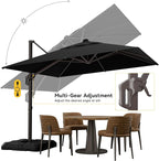 10x10FT Cantilever Outdoor Umbrella, 360° Rotating Large Offset Square Patio - Image 4