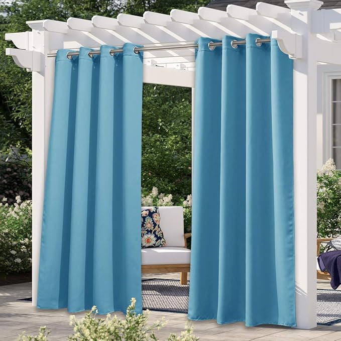 NICETOWN Sunlight Blocking Teal Blue Outdoor Curtain 95" L by NICETOWN