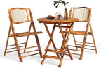 VINGLI Bamboo Folding Chair Table 3 Piece Bistro Set, Foldable Dining Wood by VINGLI