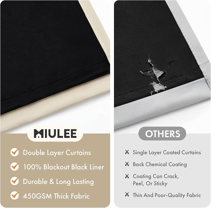 MIULEE Cream Beige Blackout Curtains - Image 4