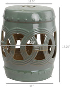 Outsunny 14" x 17" Ceramic Garden Stool Strong Glazed Material Green | - Image 3