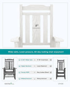 SERWALL HDPE Oversized Outdoor Rocking Chair, Patio Rocking Chair, All Weather - Image 6