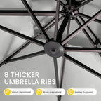 10x10 FT Outdoor Cantilever Patio Umbrella, Fog Grey | Aluminum Frame, - Image 7