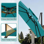 11×11 FT Double-Top Cantilever Patio Umbrella, Lake Blue | Square Offset - Image 3