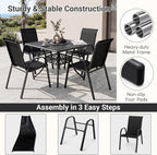 Tangkula Outdoor Stackable Patio Dining Chairs Set of 4, Breathable Fabric - Image 8