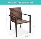 Best Choice Products Set of 2 Stackable Outdoor Wicker Dining Chairs - Image 2