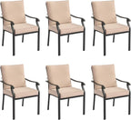 LVUYOYO Outdoor Patio Dining Chairs Set of 6, Metal Stackable Chairs Set by LVUYOYO
