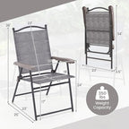 GIANTEX Set of 2 Patio Folding Chairs, Outdoor Patio Dining Chairs w/Armrest - Image 3