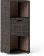 Tangkula Rattan Outdoor Storage Cabinet, Patiojoy Outdoor Wicker Cabinet - Image 9