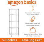 Amazon Basics 5-Shelf Tower Adjustable Storage Shelving Unit, 150 lbs Per Shelf - Image 4