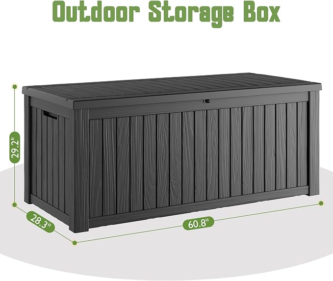 Outdoor Storage Box, 200 Gallon Resin Deck Boxes Outdoor Waterproof - Image 2