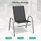 Patio Chairs Set of 4, All Weather Outdoor Dining Chairs | Stackable Dining - Image 4
