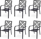 Patio Dining Chairs Set of 6, Stackable Metal High Back Chairs Set by Aoodor