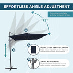 10FT Outdoor Offset Umbrella, Cantilever Patio Umbrella - Image 3