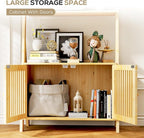 Bookcase with Drawers, 4-Tier Bamboo Bookshelf Ladder Shelf with 6 Hooks - Image 4