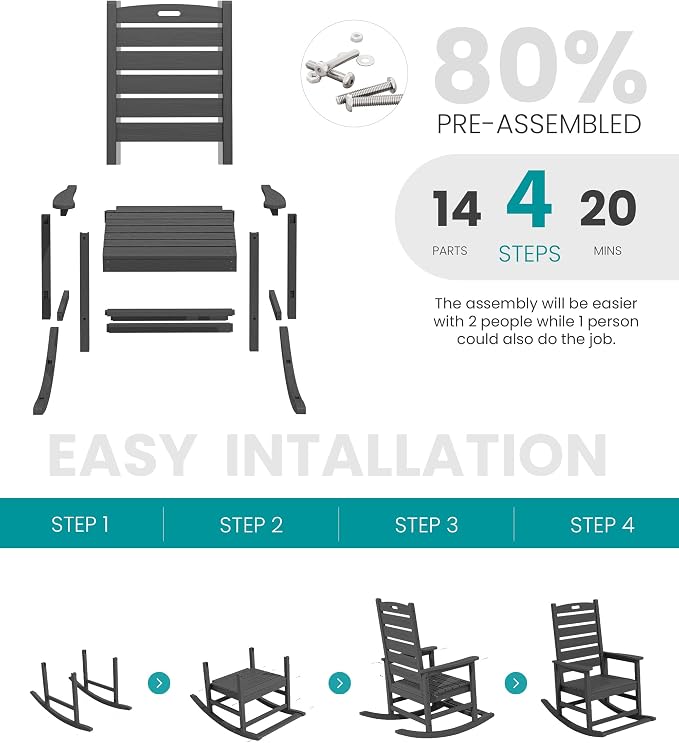 SERWALL HDPE Outdoor Rocking Chair - Image 8