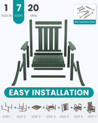 SERWALL Outdoor Rocking Chair Set of 4, HDPE Rocker - Image 7