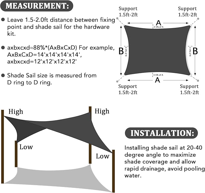 Shade&Beyond 5'x6' Sun Shade Sail Canopy Rectangle, UV Block Breathable Curved - Image 6