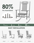 Outdoor Rocking Chair Set of 2, High Back Plastic Patio Rocking Chairs - Image 3