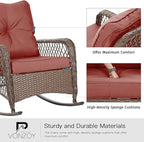 Patio Furniture Set 3 Pieces, Wicker Outdoor Rocking Bistro Set, Backyard or - Image 5