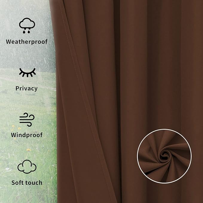 Easy-Going Outdoor Curtains for Patio 1 Panel, 110x108 inch, Weatherproof - Image 6