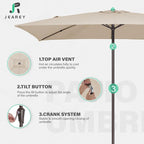 JEAREY 6.5x10 ft Rectangular Patio Umbrellas Rectangle Outdoor Umbrella - Image 7